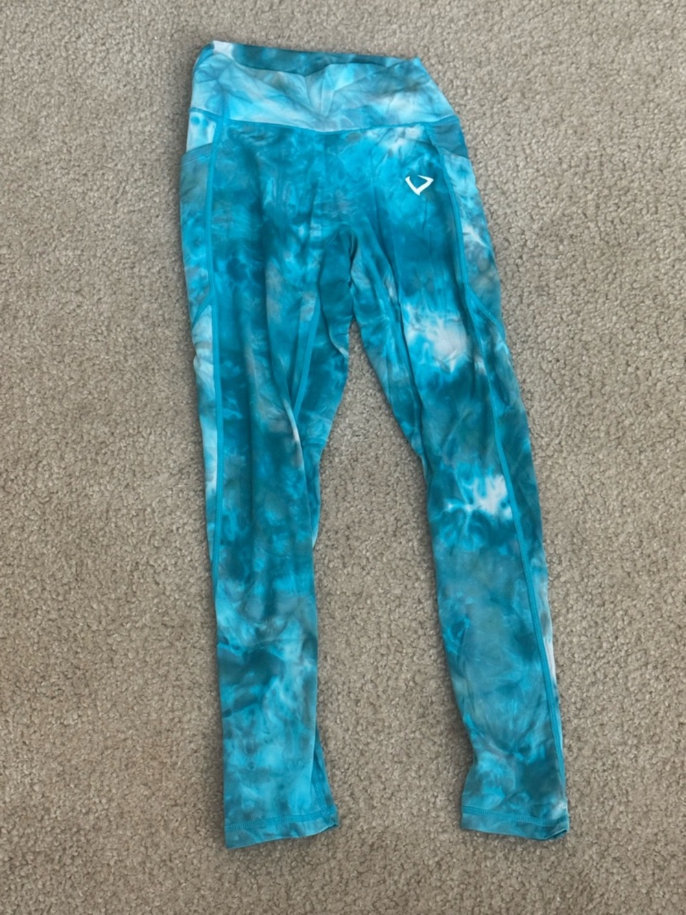 Women's Teal Tie-Dye High-Rise Active Leggings